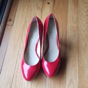 Aldo red platform pumps size 9
